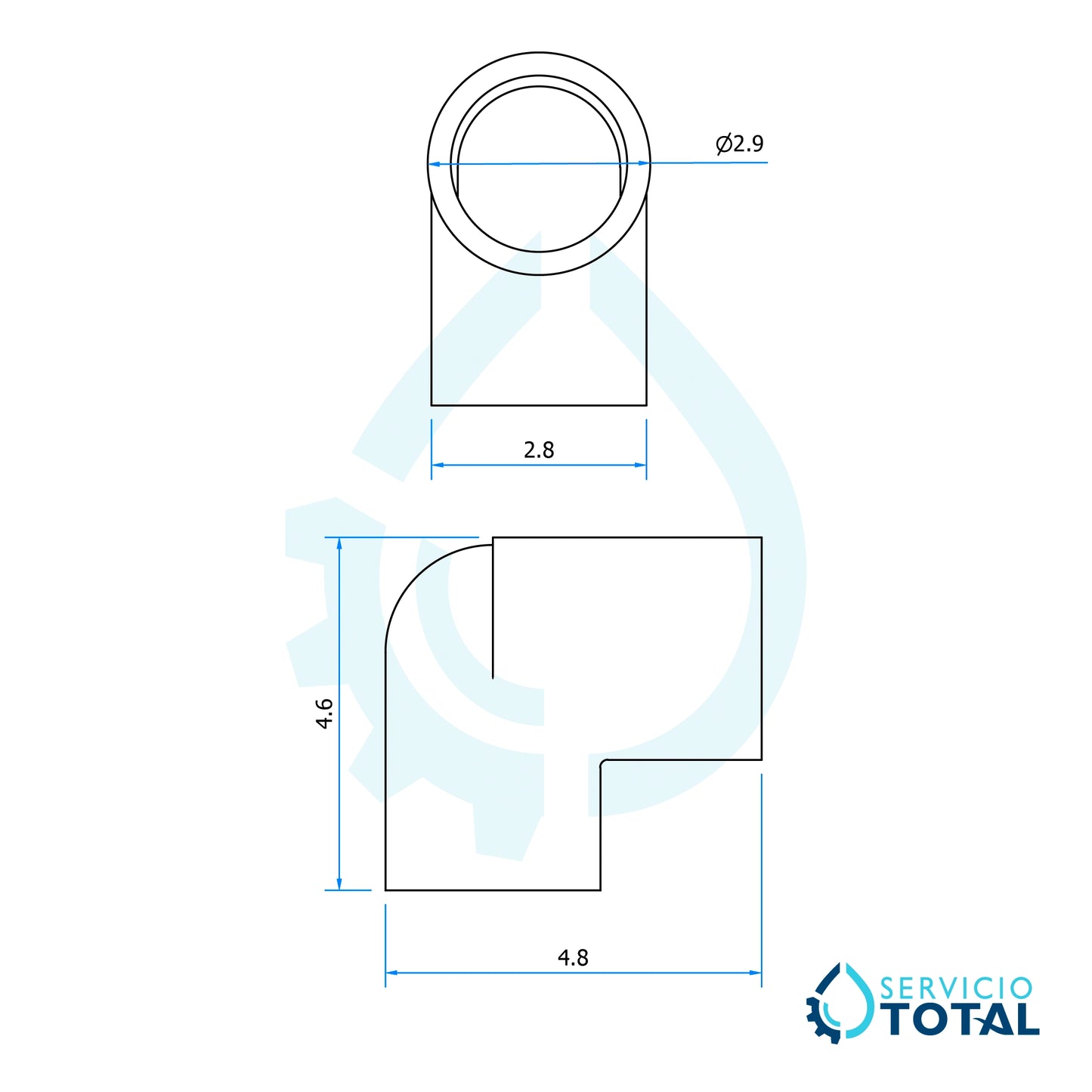 Codo 1” a 90° ABS para tinas y spas | Conexión hidráulica resistente