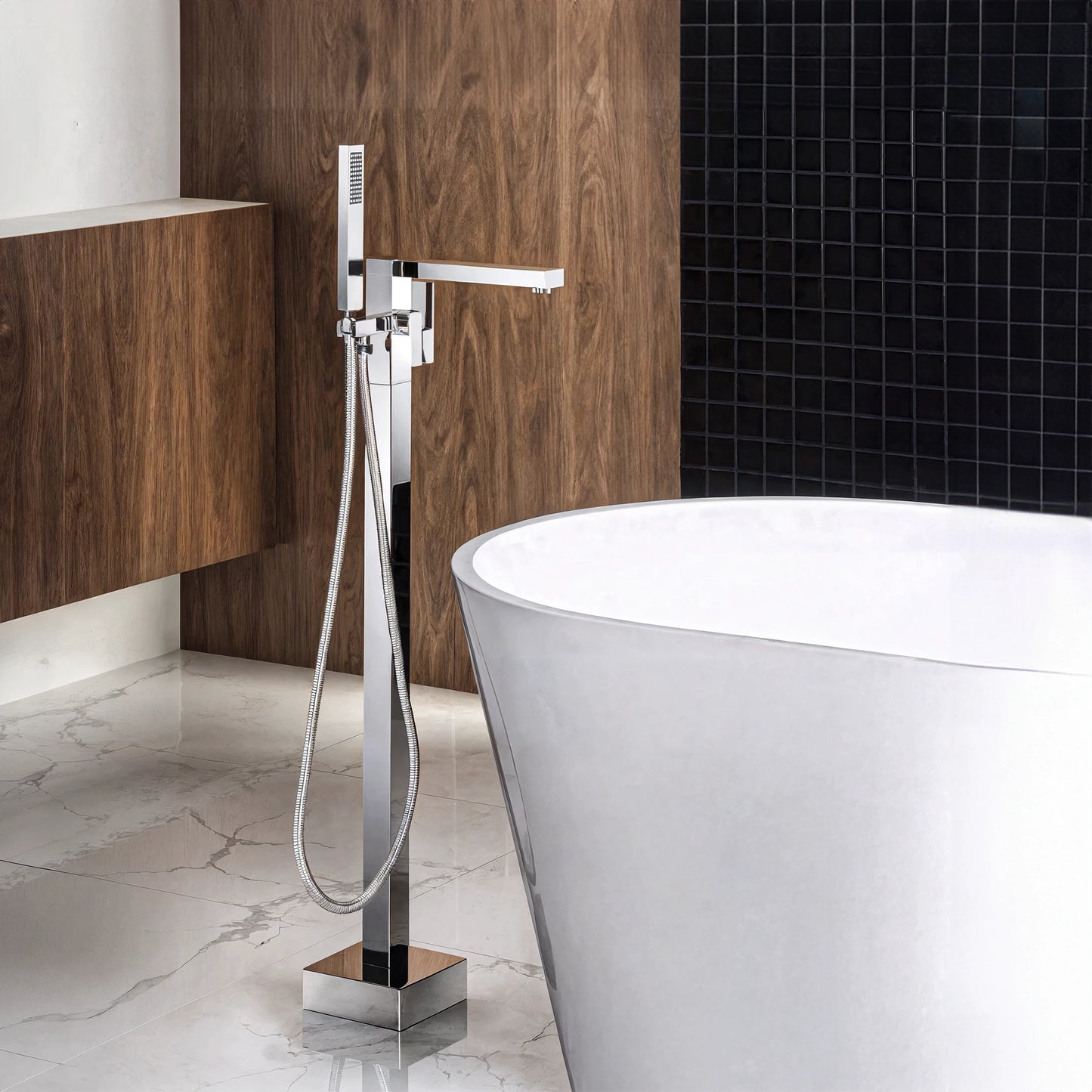 Llave de pedestal T-001 Aquaspa™ con ducha de mano