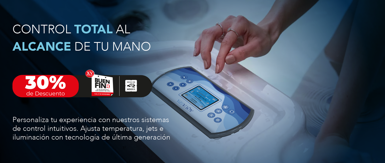 Paneles de control electrónicos para tinas y spas con 30% de descuento durante el Buen Fin 2025.