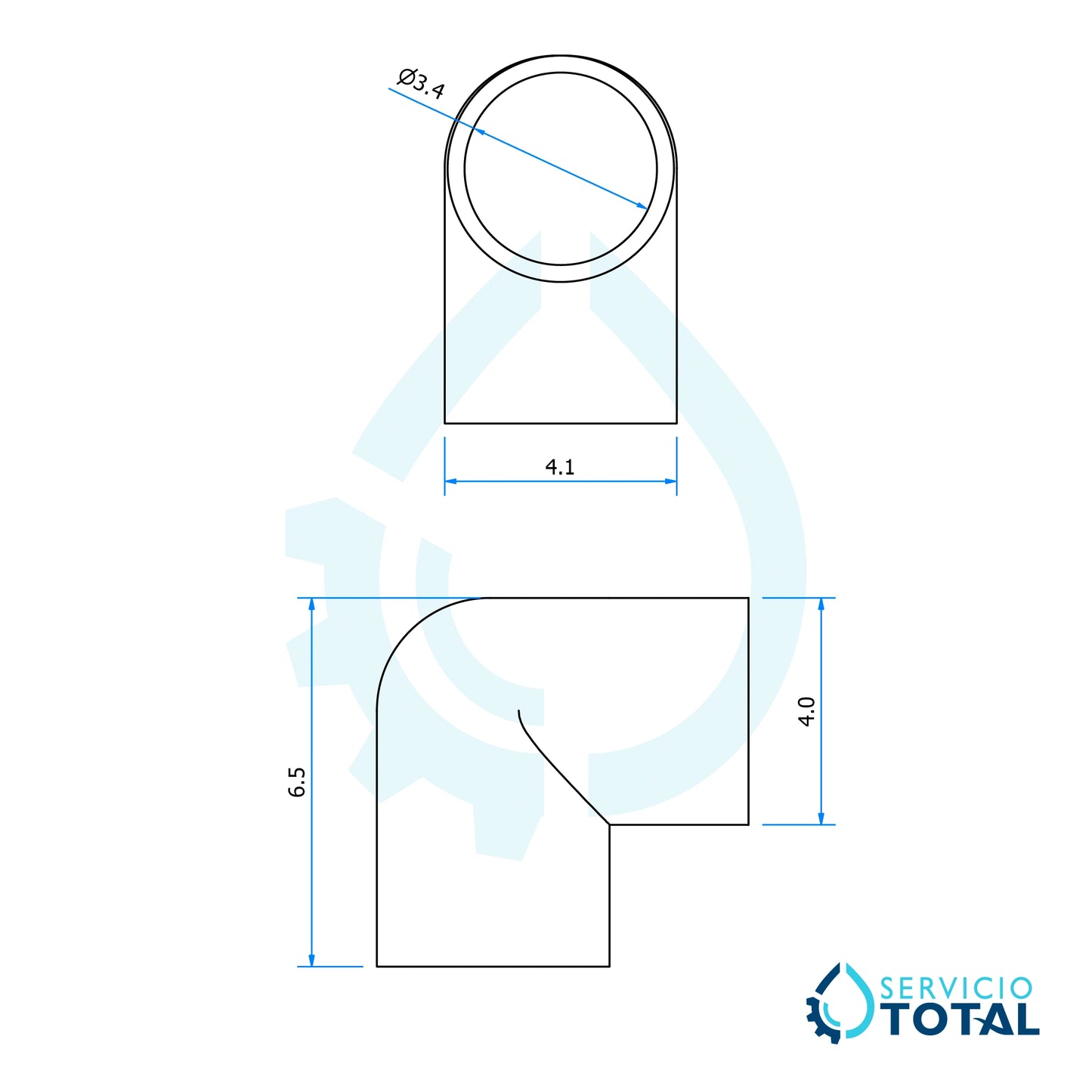 Codo 1/2” a 90° ABS para tinas y spas | Conexión hidráulica resistente