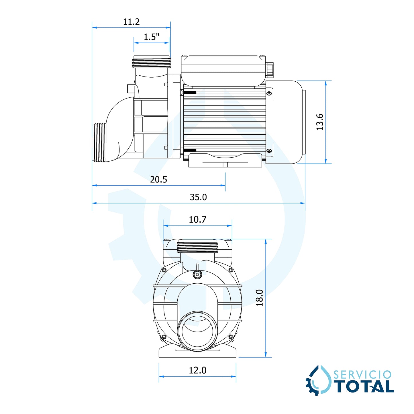 Motobomba de 1 HP (110–127 V, 1 Velocidad)