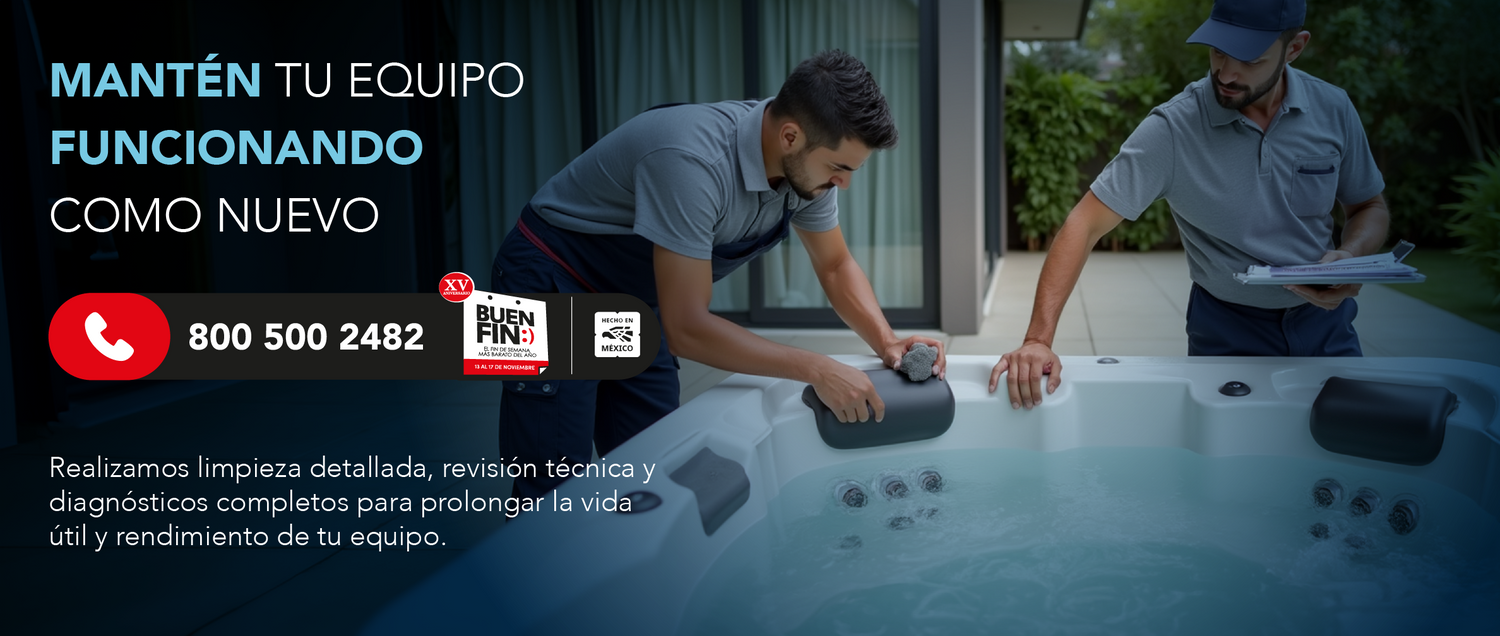 Servicio profesional de mantenimiento para spas y jacuzzis. Atención en toda la República Mexicana.