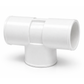 Tee de PVC 1½ pulgadas (3.81 cm) en vista angular, accesorio hidráulico blanco para derivaciones en instalaciones de spa, jacuzzi y sistemas de agua.